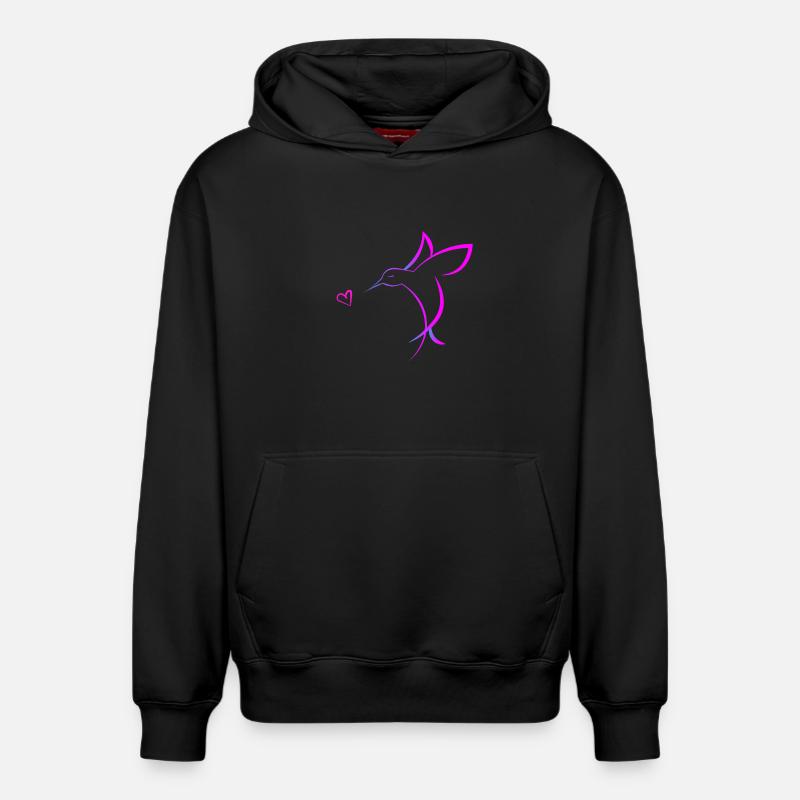 Colibri avec coeur - Sweat à capuche unisexe décontracté en coton biologique – de SPREAD - noir