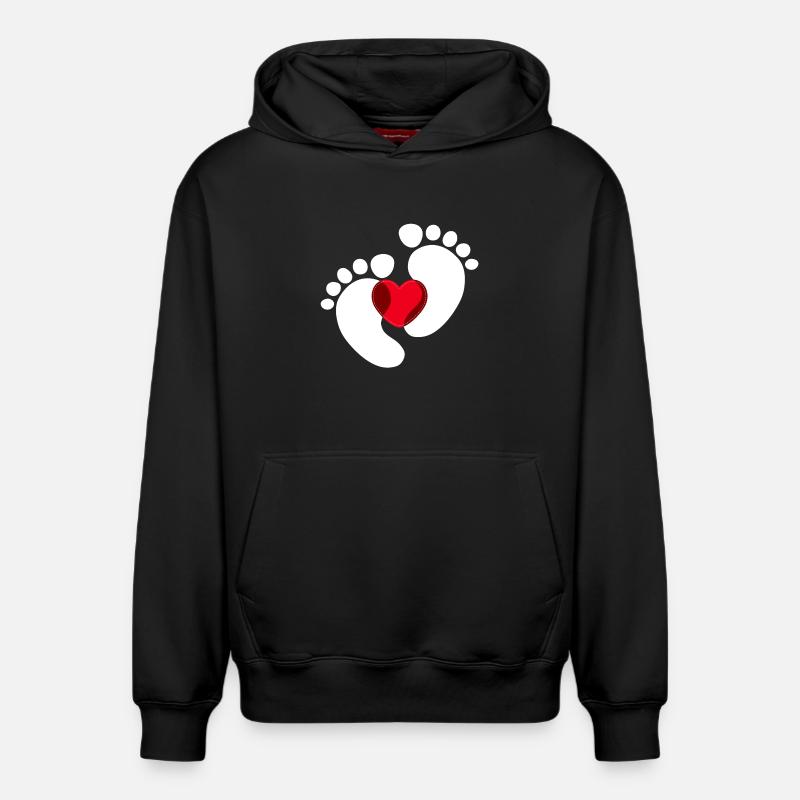 Bébé Pieds Bébé Enceinte Coeur - Sweat à capuche unisexe décontracté en coton biologique – de SPREAD - noir