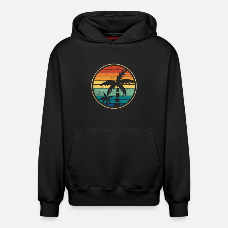 Palmiers Plage - Sweat à capuche unisexe décontracté en coton biologique – de SPREAD - noir