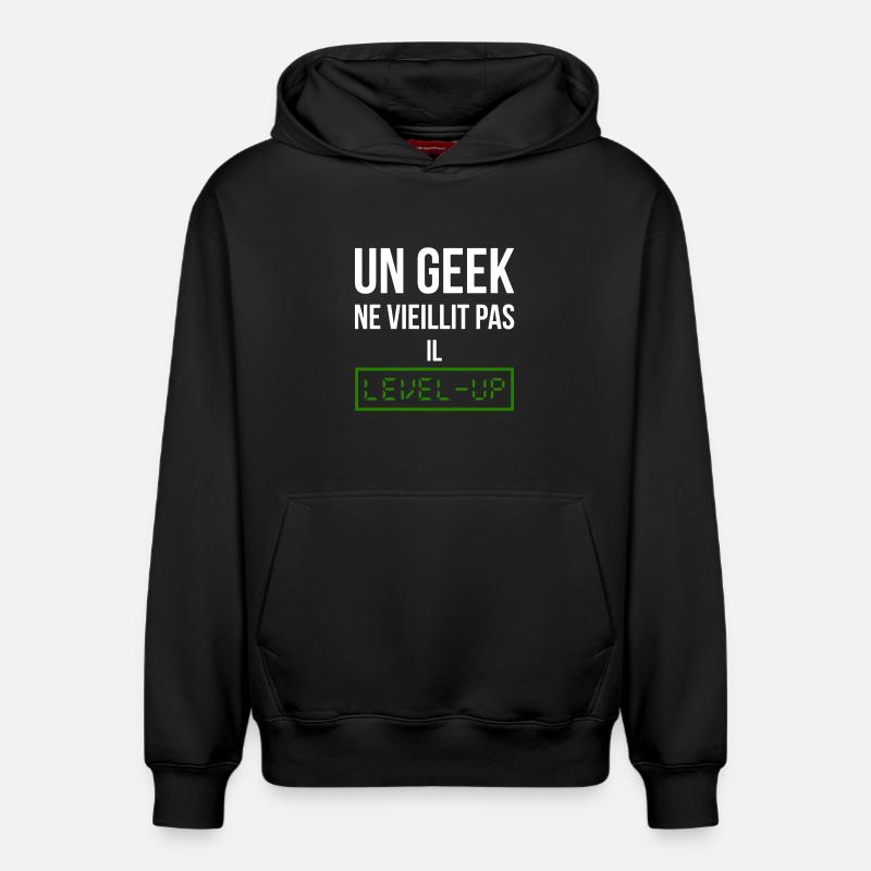 Geek Level (vert) - Sweat à capuche unisexe décontracté en coton biologique – de SPREAD - noir