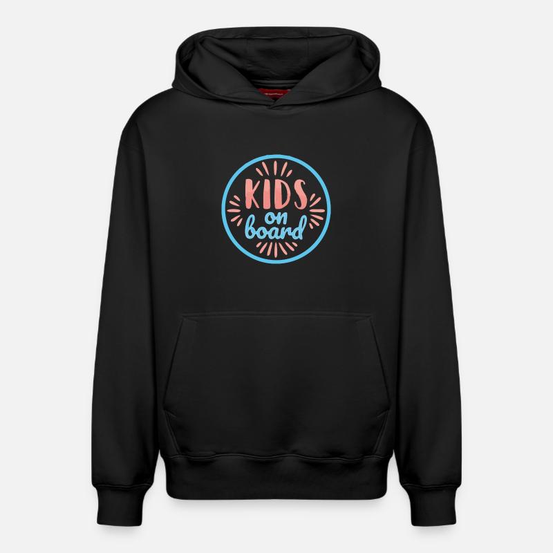 Kids on board - Sweat à capuche unisexe décontracté en coton biologique – de SPREAD - noir