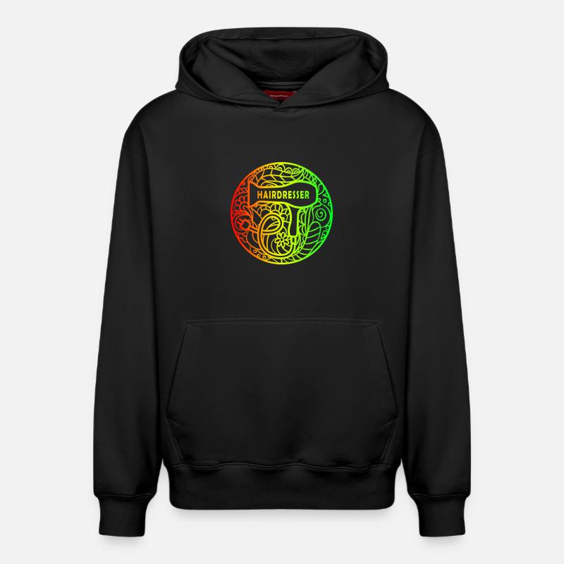 Coiffeur design arc-en-ciel - Sweat à capuche unisexe décontracté en coton biologique – de SPREAD - noir