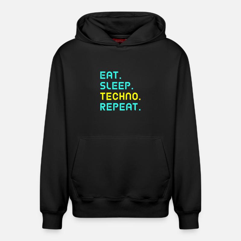 Eat. Sleep. Techno. Repeat. - Relaxed Unisex Organic Hoodie – von SPREAD - Schwarz