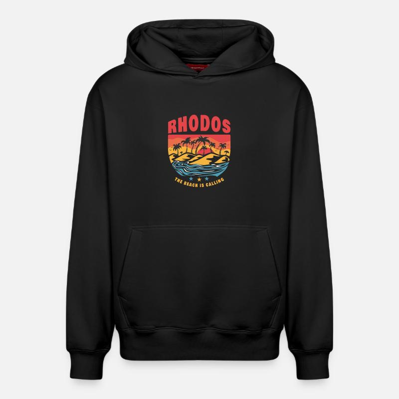 Conception de plage Rhodes Grèce - Sweat à capuche unisexe décontracté en coton biologique – de SPREAD - noir