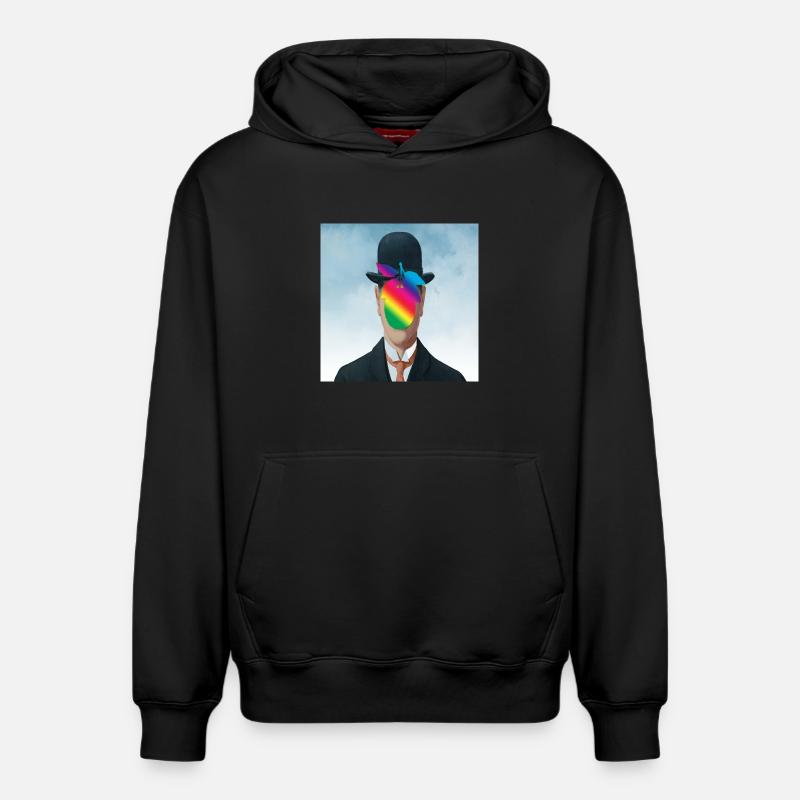 Arc-en-ciel Apple-Man - Sweat à capuche unisexe décontracté en coton biologique – de SPREAD - noir