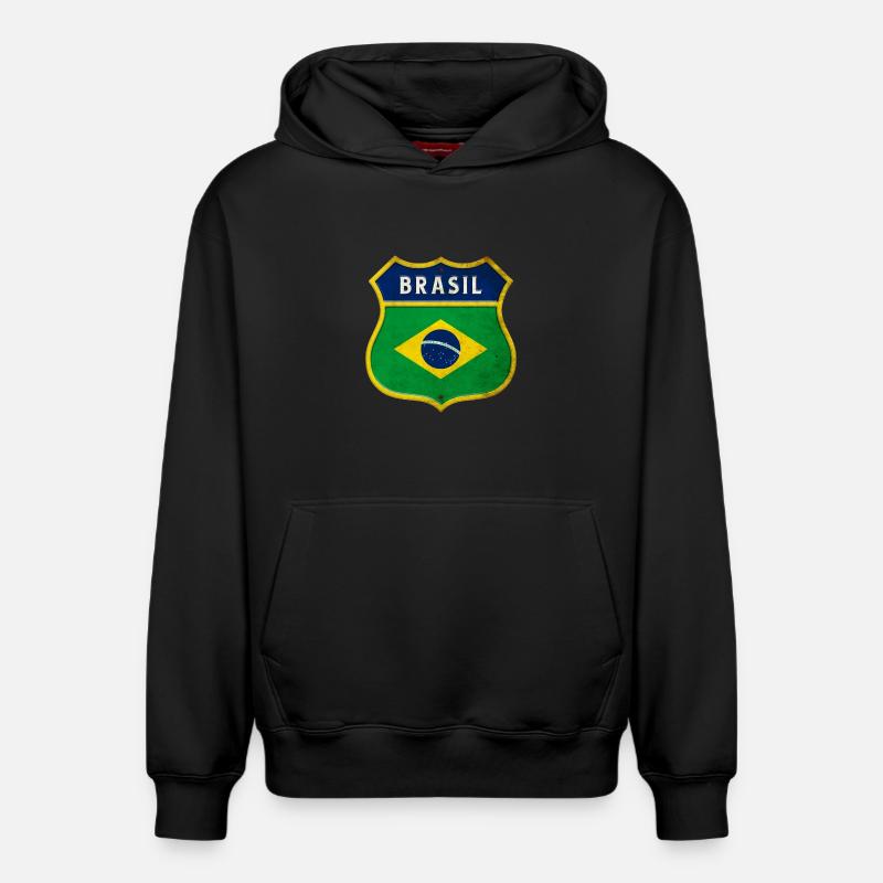 Drapeau armoiries du Brésil - Sweat à capuche unisexe décontracté en coton biologique – de SPREAD - noir
