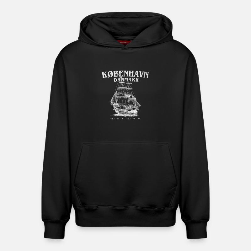 Silhouette du voilier de København - Sweat à capuche unisexe décontracté en coton biologique – de SPREAD - noir