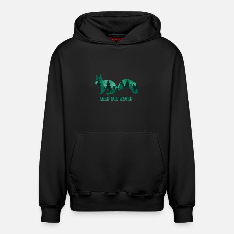 Umweltschutz Eichhörnchen Klimawandel Naturschutz - Relaxed Unisex Organic Hoodie – von SPREAD - Schwarz