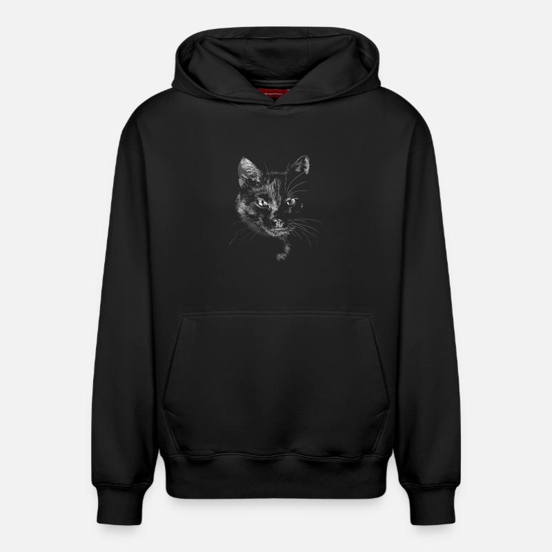 Chat noir - Sweat à capuche unisexe décontracté en coton biologique – de SPREAD - noir