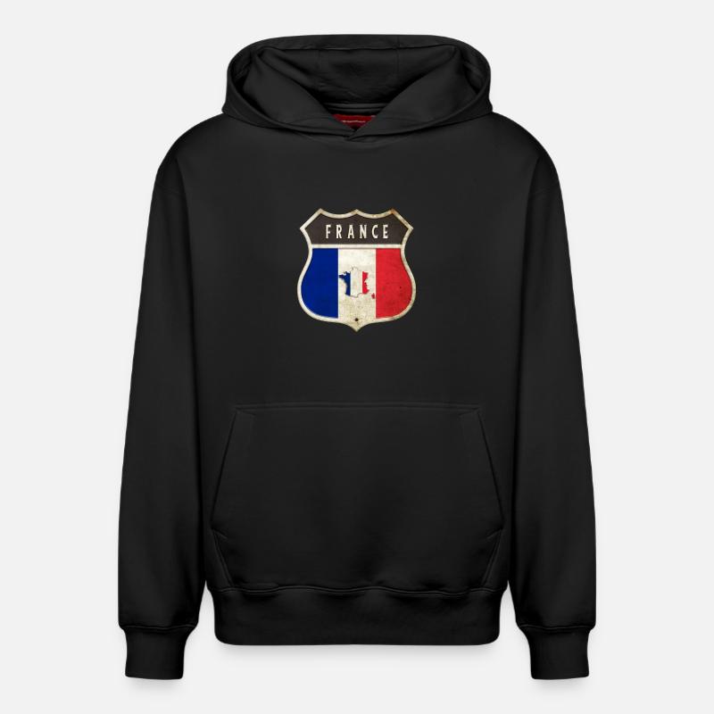 France Armoiries Drapeaux Design - Sweat à capuche unisexe décontracté en coton biologique – de SPREAD - noir