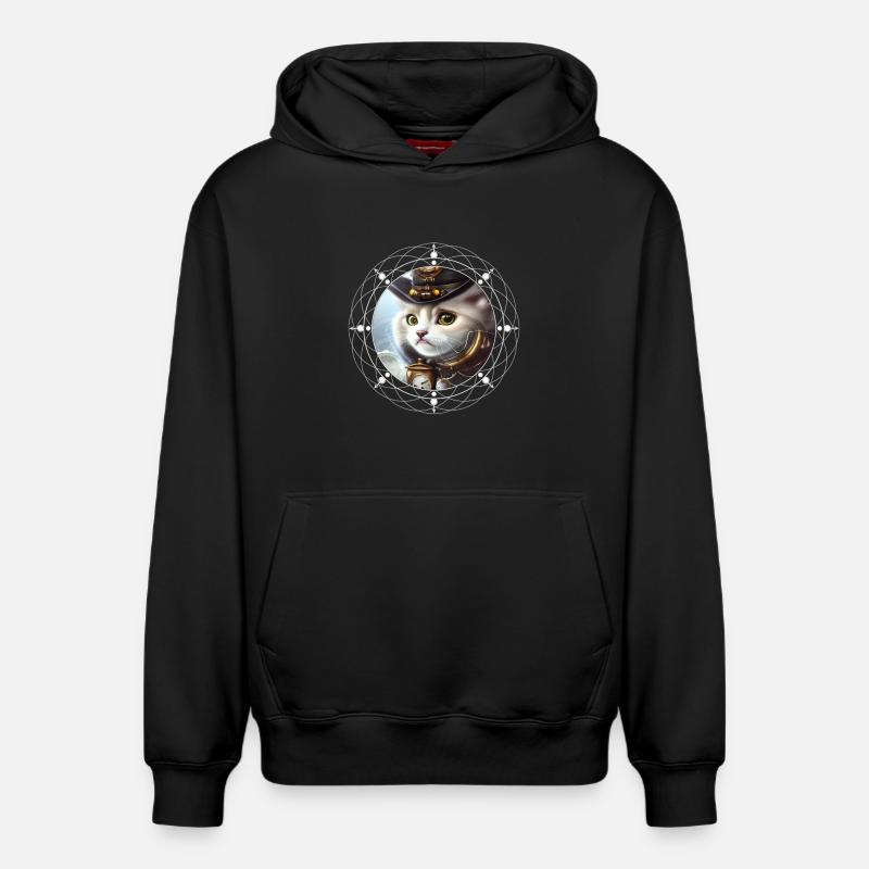 Chaton steampunk mignon - Sweat à capuche unisexe décontracté en coton biologique – de SPREAD - noir