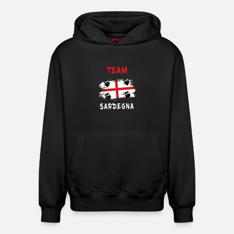L'équipe Sardinia Design - Sweat à capuche unisexe décontracté en coton biologique – de SPREAD - noir