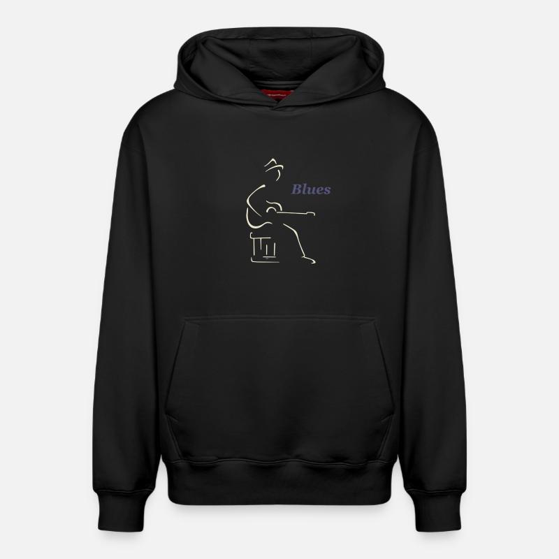 Guitariste blues - Sweat à capuche unisexe décontracté en coton biologique – de SPREAD - noir