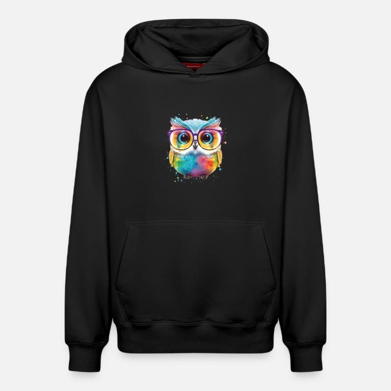 Bunte Brillen Eule - Relaxed Unisex Organic Hoodie – von SPREAD - Schwarz