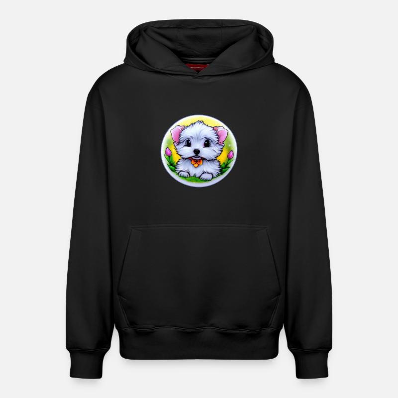 Chiot chien - Sweat à capuche unisexe décontracté en coton biologique – de SPREAD - noir