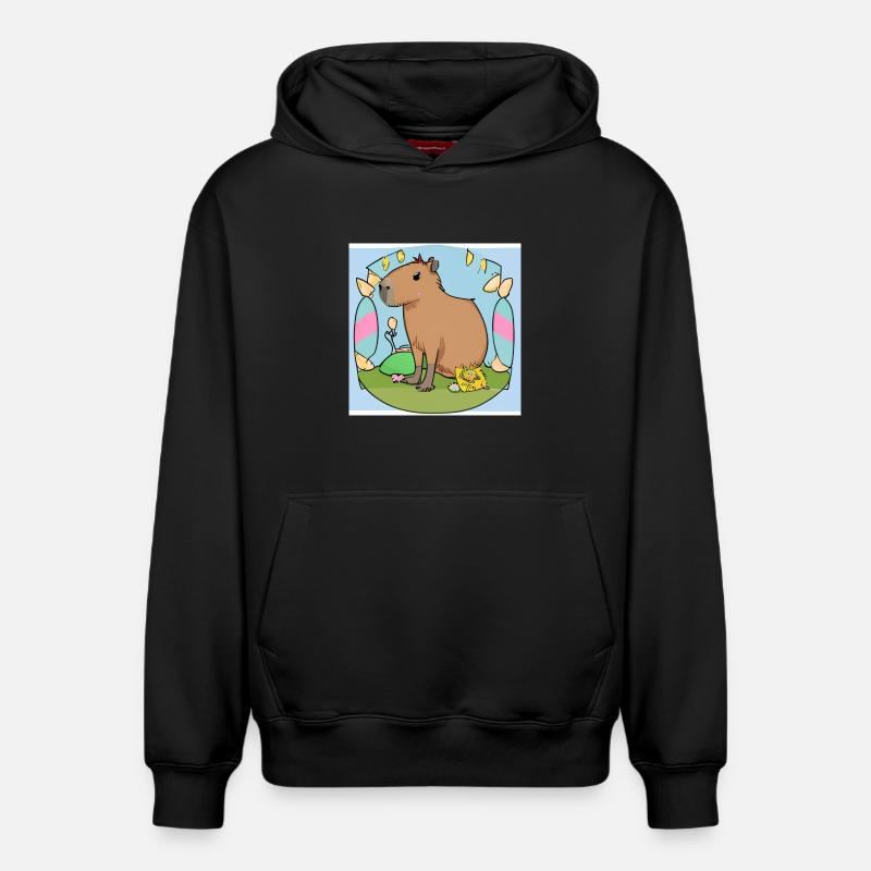 Capybara de Pâques - Sweat à capuche unisexe décontracté en coton biologique – de SPREAD - noir
