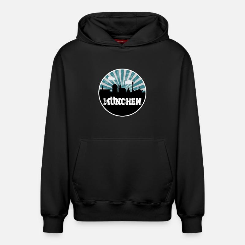 L’heure bleue de Munich Skyline - Sweat à capuche unisexe décontracté en coton biologique – de SPREAD - noir