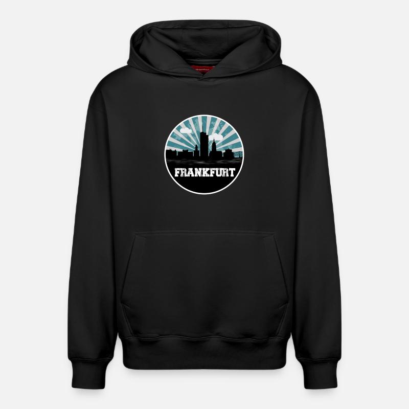 Frankfurt Skyline Blue Hour - Sweat à capuche unisexe décontracté en coton biologique – de SPREAD - noir