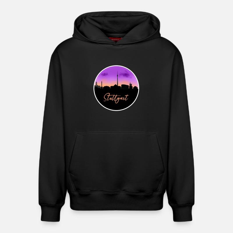 Stuttgart Fine Skyline - Sweat à capuche unisexe décontracté en coton biologique – de SPREAD - noir