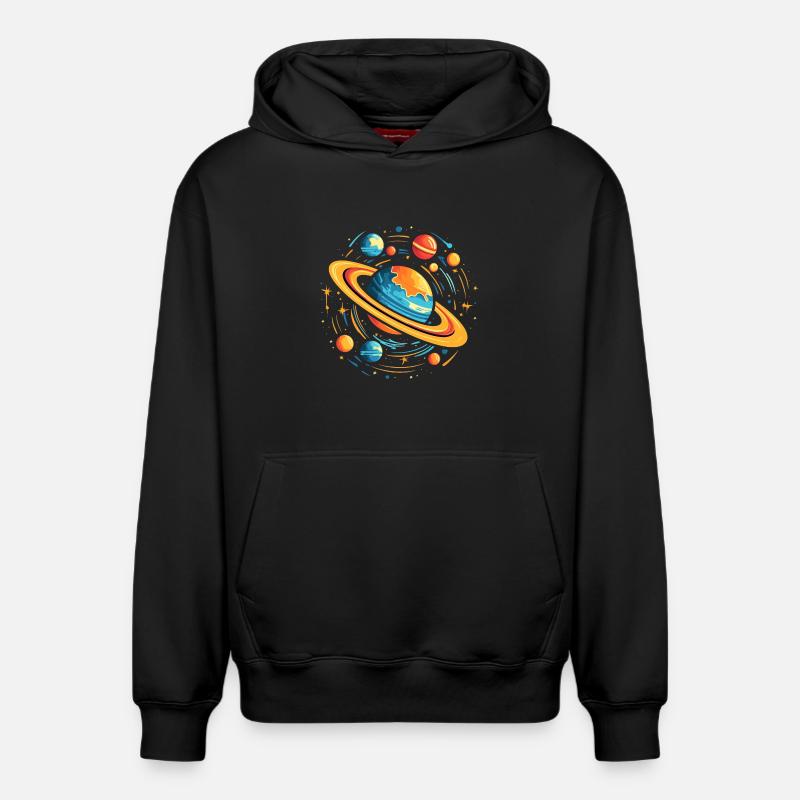 Galaxies spatiales Planètes - Sweat à capuche unisexe décontracté en coton biologique – de SPREAD - noir