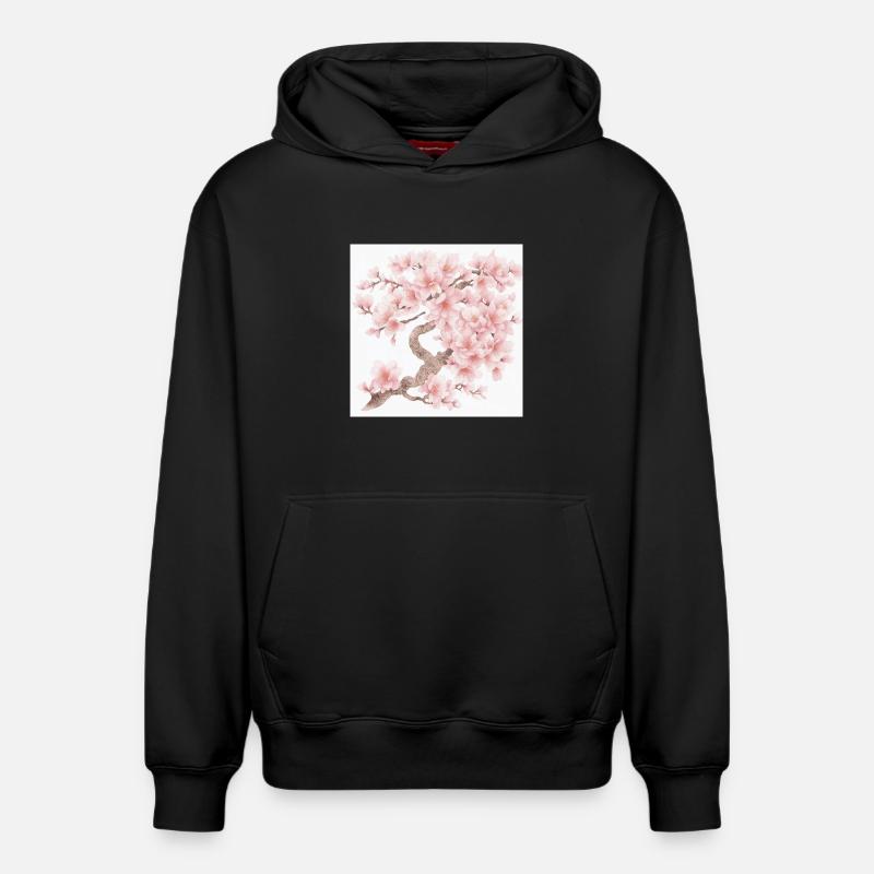 Fleurs de cerisier japonais - Sweat à capuche unisexe décontracté en coton biologique – de SPREAD - noir
