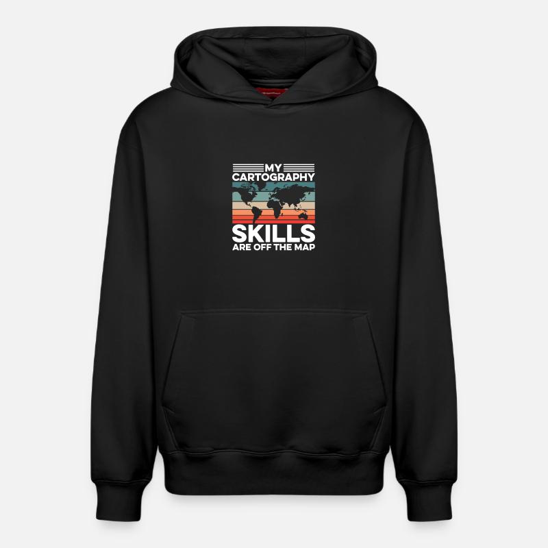 Conception cartographique - Sweat à capuche unisexe décontracté en coton biologique – de SPREAD - noir