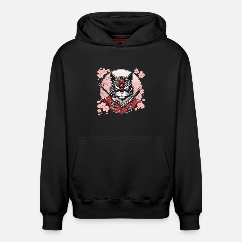 Dämonischer Kawaii Neko Samurai : Katzen-Samurai - Relaxed Unisex Organic Hoodie – von SPREAD - Schwarz