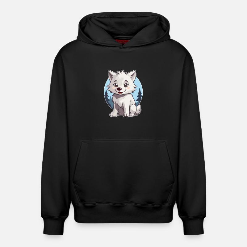 Niedlicher Wolf oder Hund Husky - Relaxed Unisex Organic Hoodie – von SPREAD - Schwarz