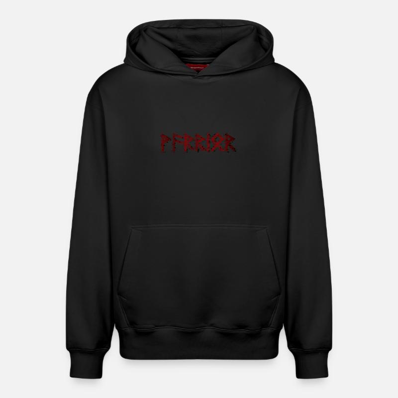 Lettrage guerrier Runes rouges - Sweat à capuche unisexe décontracté en coton biologique – de SPREAD - noir