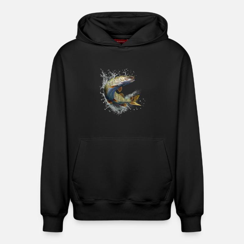 Brochet - Sweat à capuche unisexe décontracté en coton biologique – de SPREAD - noir