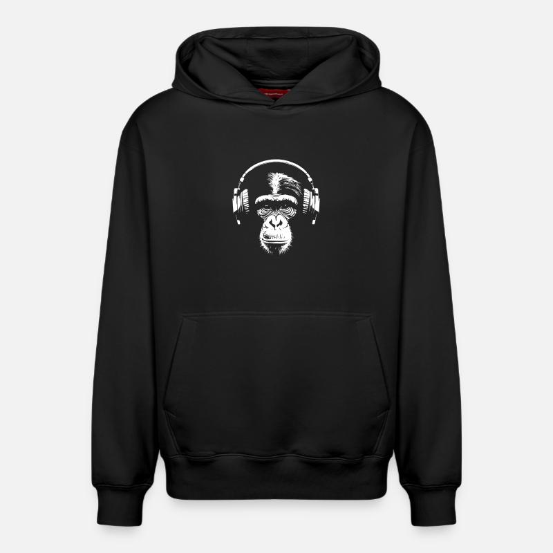 Singe - Musique - Chimpanzé - Sweat à capuche unisexe décontracté en coton biologique – de SPREAD - noir