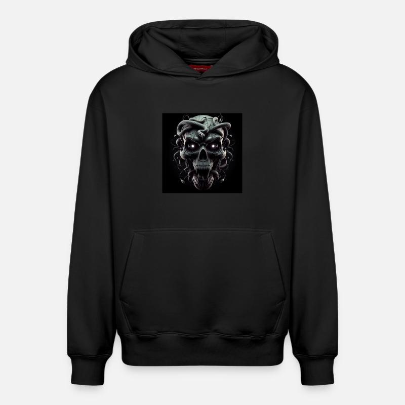 Crâne et serpents 3D - Sweat à capuche unisexe décontracté en coton biologique – de SPREAD - noir