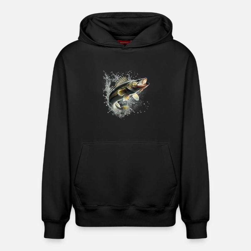 Poisson - Sweat à capuche unisexe décontracté en coton biologique – de SPREAD - noir