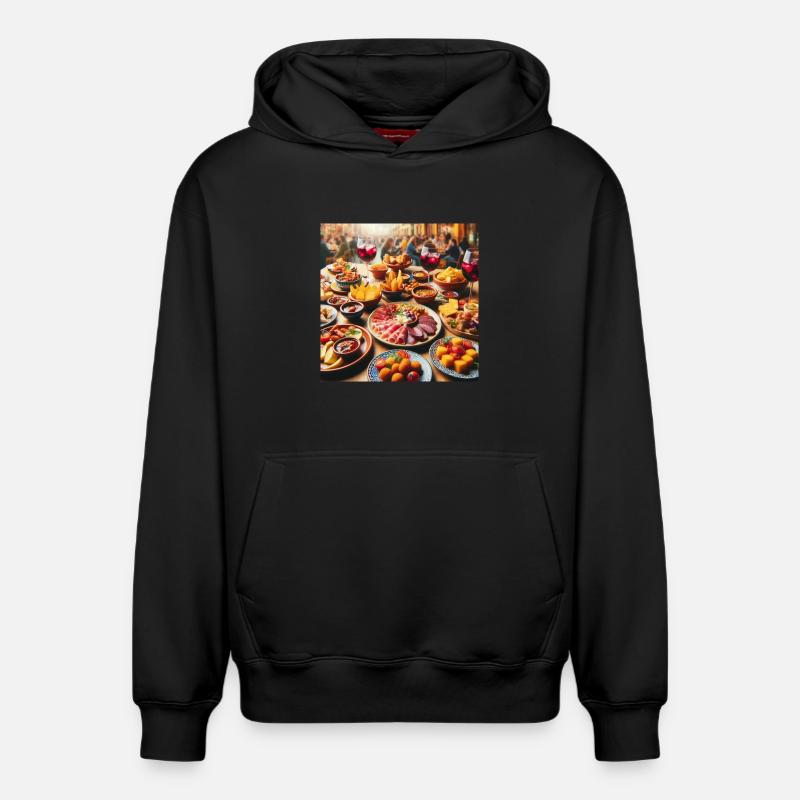 Tapas espagnoles - Sweat à capuche unisexe décontracté en coton biologique – de SPREAD - noir