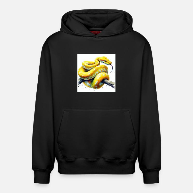 Python jaune - Sweat à capuche unisexe décontracté en coton biologique – de SPREAD - noir