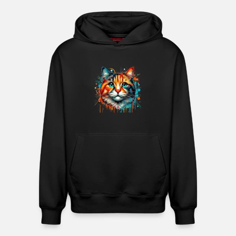 Chat - Sweat à capuche unisexe décontracté en coton biologique – de SPREAD - noir