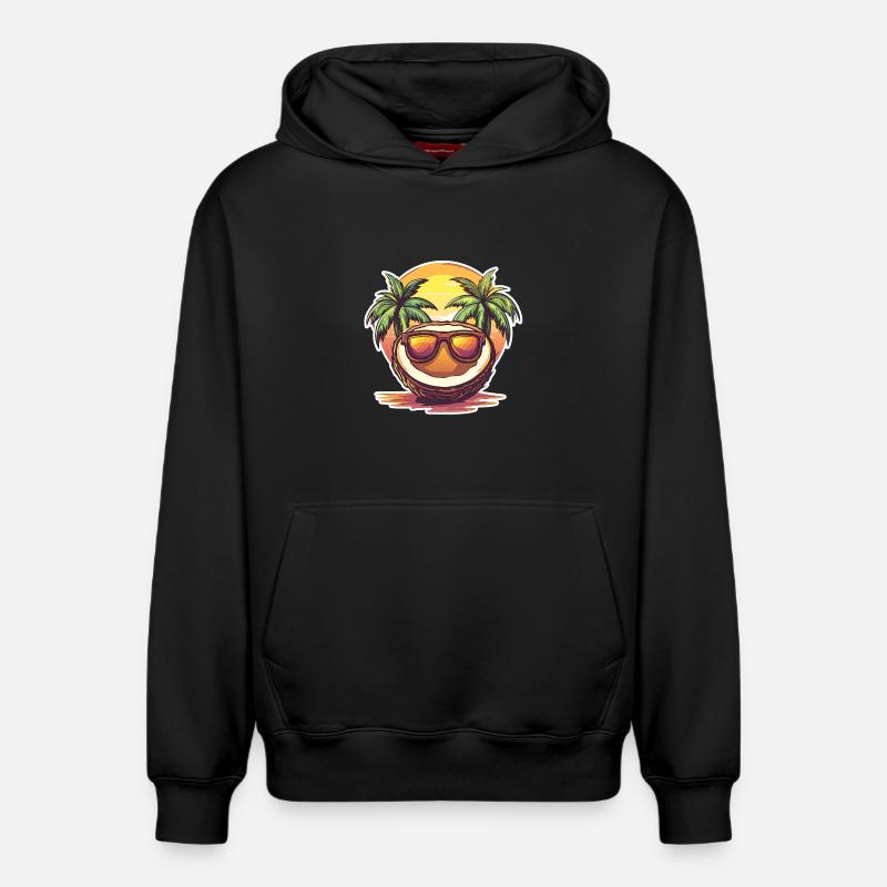 Kokosstrand mit Sonnenbrille - Sweat à capuche unisexe décontracté en coton biologique – de SPREAD - noir