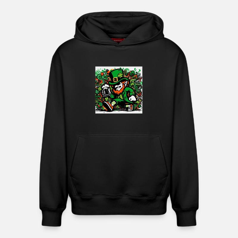 Leprechaun Irlande - Sweat à capuche unisexe décontracté en coton biologique – de SPREAD - noir
