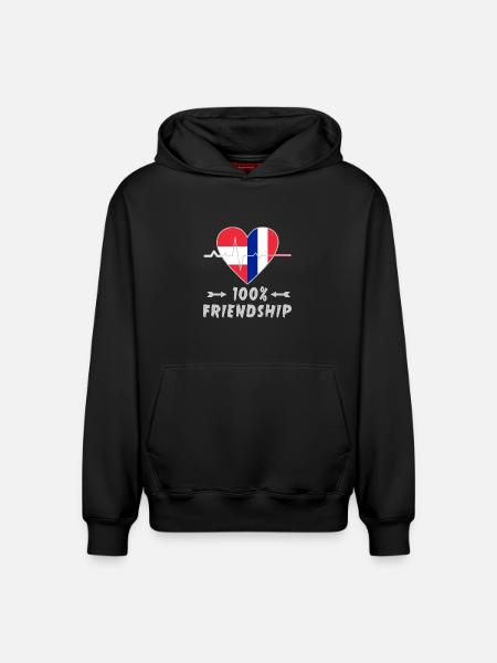 Austria and France 100% friendship - Relaxed Unisex Organic Hoodie – by SPREAD - black