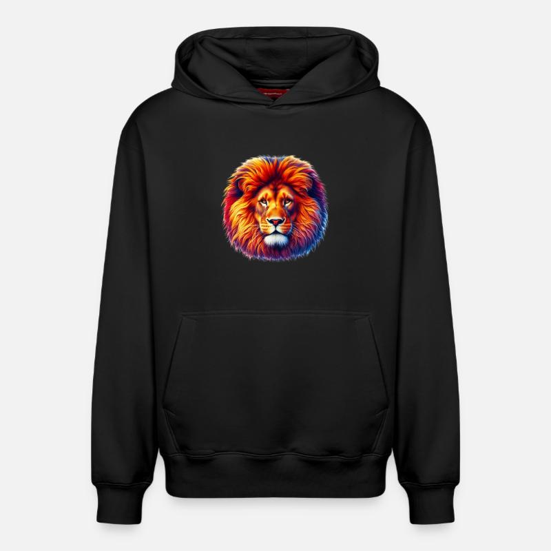 Lion - Sweat à capuche unisexe décontracté en coton biologique – de SPREAD - noir