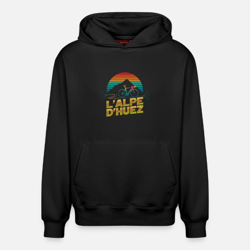 L’Alpe d’Huez Retro Cycling - Sweat à capuche unisexe décontracté en coton biologique – de SPREAD - noir