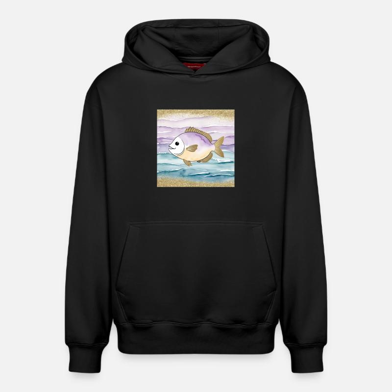Poisson joueur dans l’eau - Sweat à capuche unisexe décontracté en coton biologique – de SPREAD - noir