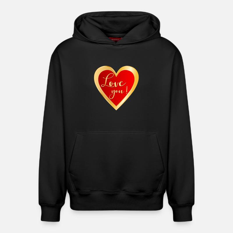Je t’aime Cœur - Sweat à capuche unisexe décontracté en coton biologique – de SPREAD - noir