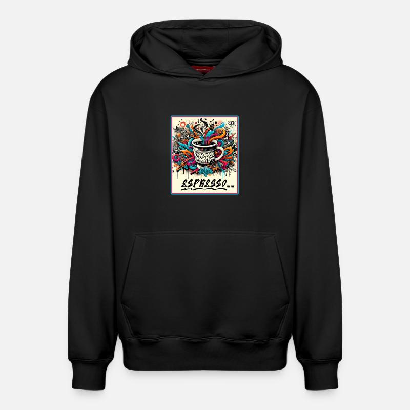 Espresso Graffiti Café Design - Sweat à capuche unisexe décontracté en coton biologique – de SPREAD - noir