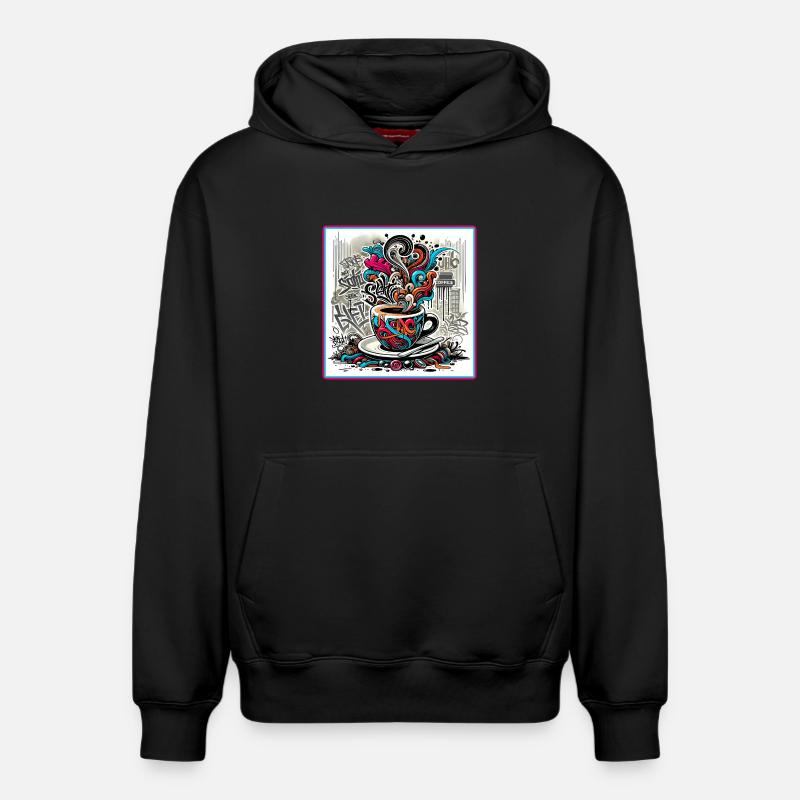 Espresso Graffiti - Sweat à capuche unisexe décontracté en coton biologique – de SPREAD - noir