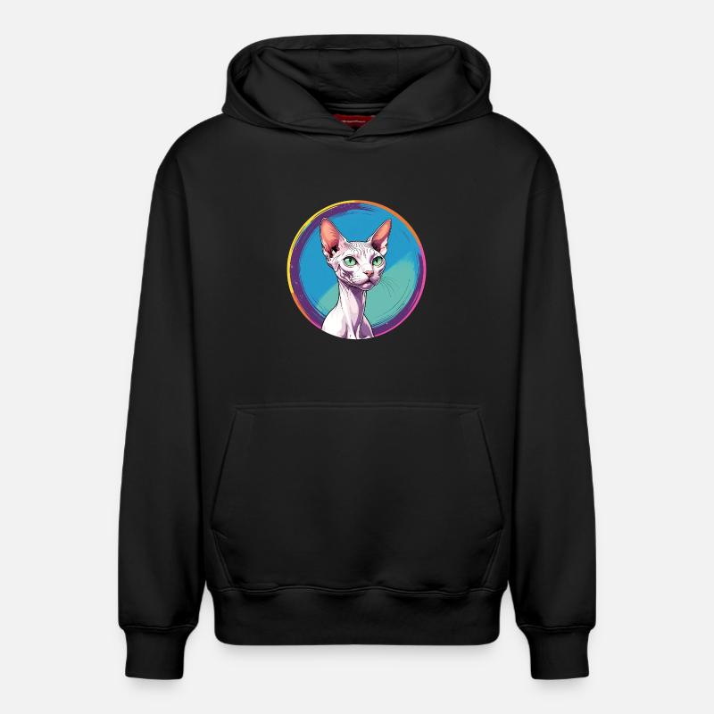 Chat Sphynx - Sweat à capuche unisexe décontracté en coton biologique – de SPREAD - noir