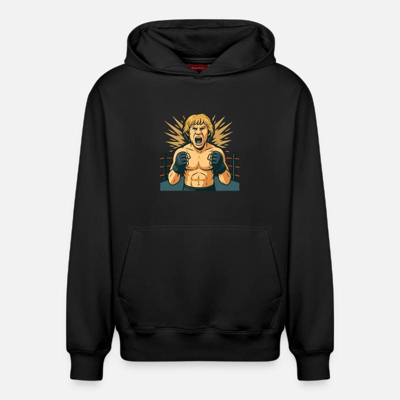Kämpferischer Boxheld Comicstil - Relaxed Unisex Organic Hoodie – von SPREAD - Schwarz