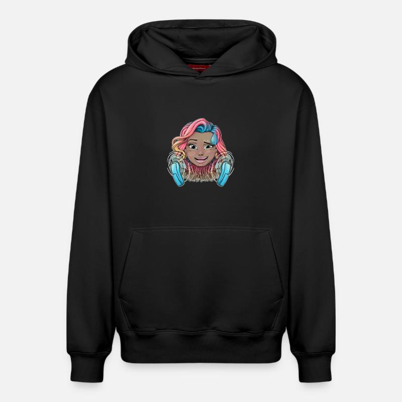 Buntes warmes Mädchen mit Fächern - Relaxed Unisex Organic Hoodie – von SPREAD - Schwarz