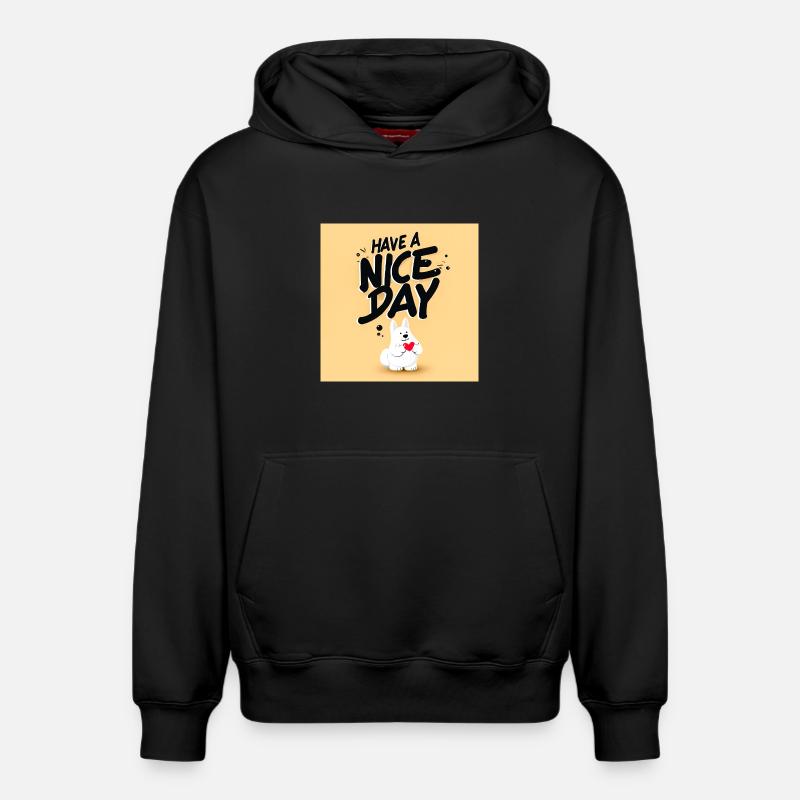 Design Motivation Bonheur Chien - Sweat à capuche unisexe décontracté en coton biologique – de SPREAD - noir