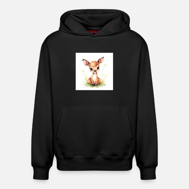 Mignon bébé cerf - Sweat à capuche unisexe décontracté en coton biologique – de SPREAD - noir